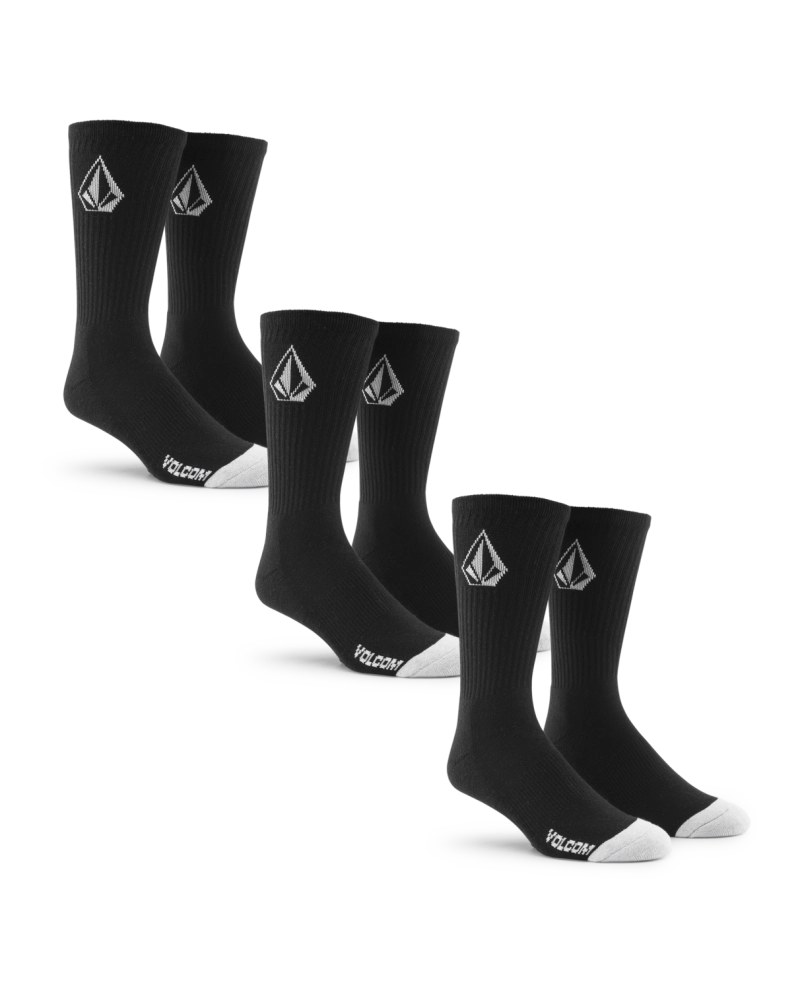 Calcetines Volcom Full Stone Pack de 3 - Negro