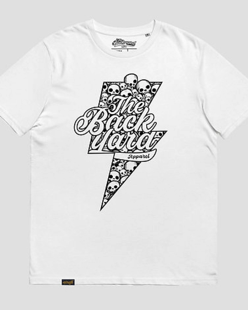 Camiseta Blanca Thunderbolt Skulls – The Backyard Apparel