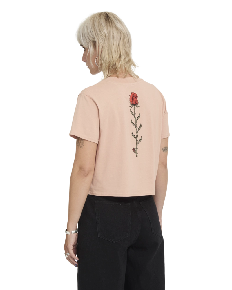 Camiseta crop top Volcom Stone con estampado de rosa Camiseta crop top Volcom Stone con estampado de rosa