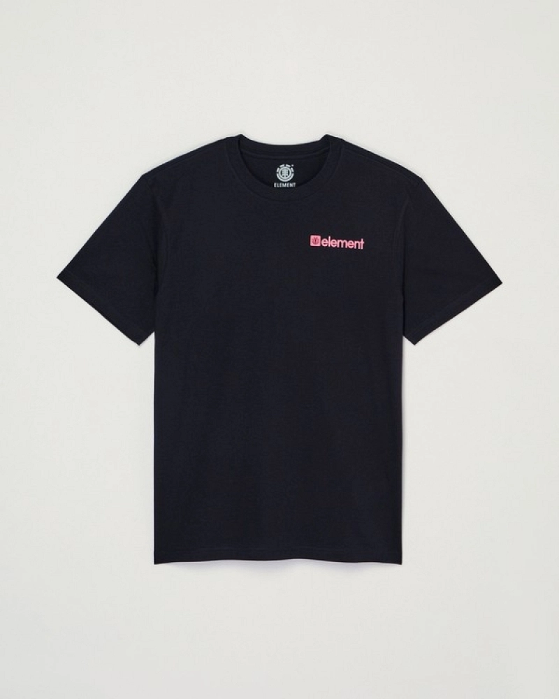 Camiseta Element Join Negra Hombre | Estampado Montaña Espalda Rosa y Azul Camiseta Element Join Negra Hombre | Estampado Montaña Espalda Rosa y Azul