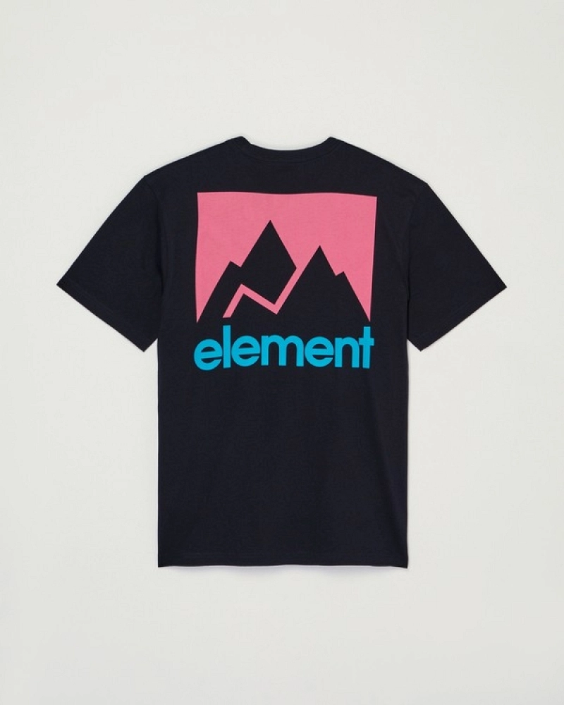 Camiseta Element Join Negra Hombre | Estampado Montaña Espalda Rosa y Azul Camiseta Element Join Negra Hombre | Estampado Montaña Espalda Rosa y Azul