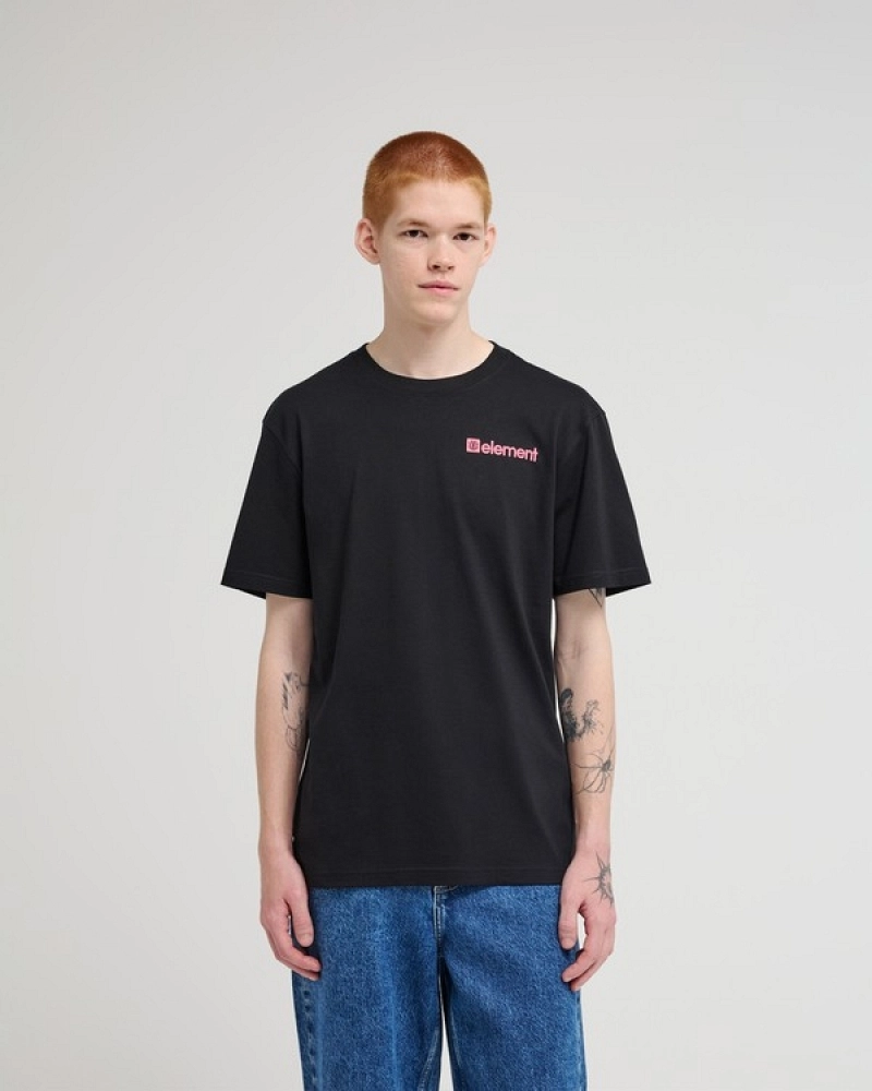 Camiseta Element Join Negra Hombre | Estampado Montaña Espalda Rosa y Azul Camiseta Element Join Negra Hombre | Estampado Montaña Espalda Rosa y Azul