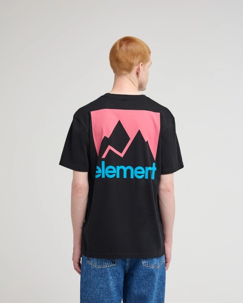 Camiseta Element Join Negra Hombre | Estampado Montaña Espalda Rosa y Azul Camiseta Element Join Negra Hombre | Estampado Montaña Espalda Rosa y Azul