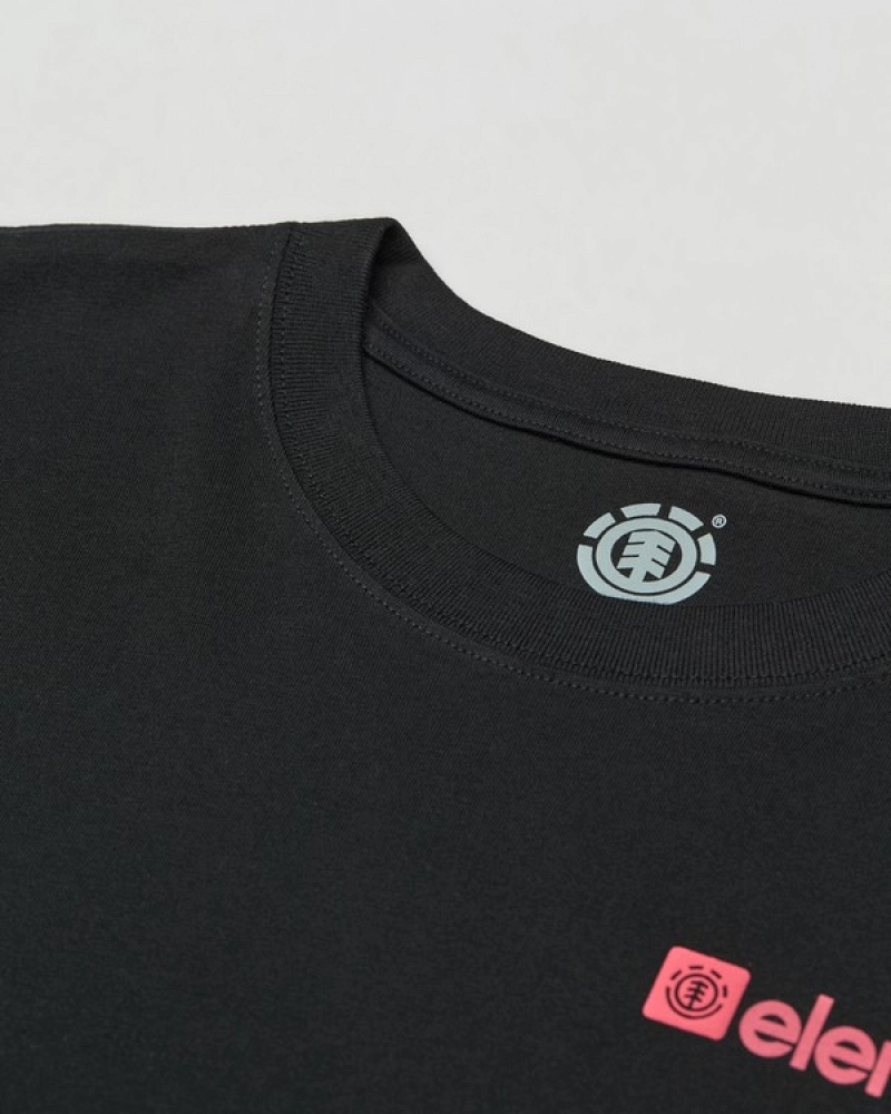 Camiseta Element Join Negra Hombre | Estampado Montaña Espalda Rosa y Azul Camiseta Element Join Negra Hombre | Estampado Montaña Espalda Rosa y Azul