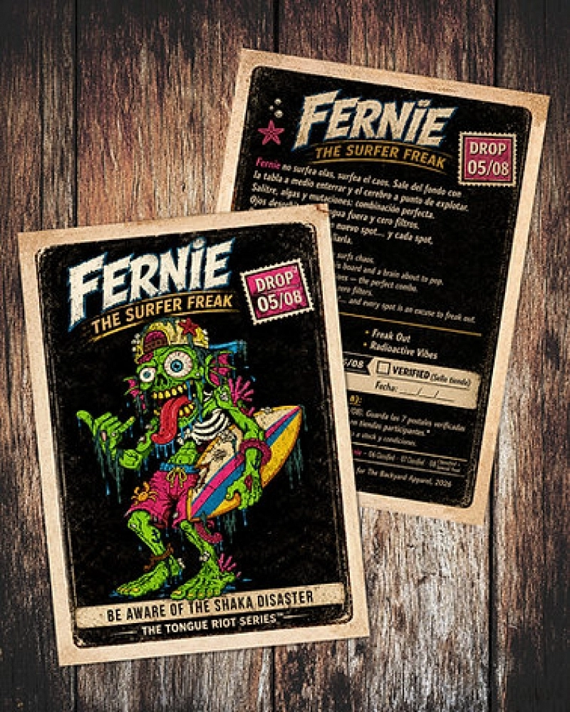 Camiseta negra de algodón con estampado surf zombie – Fernie The Surf Freak | The Backyard Apparel Camiseta negra de algodón con estampado surf zombie – Fernie The Surf Freak | The Backyard Apparel