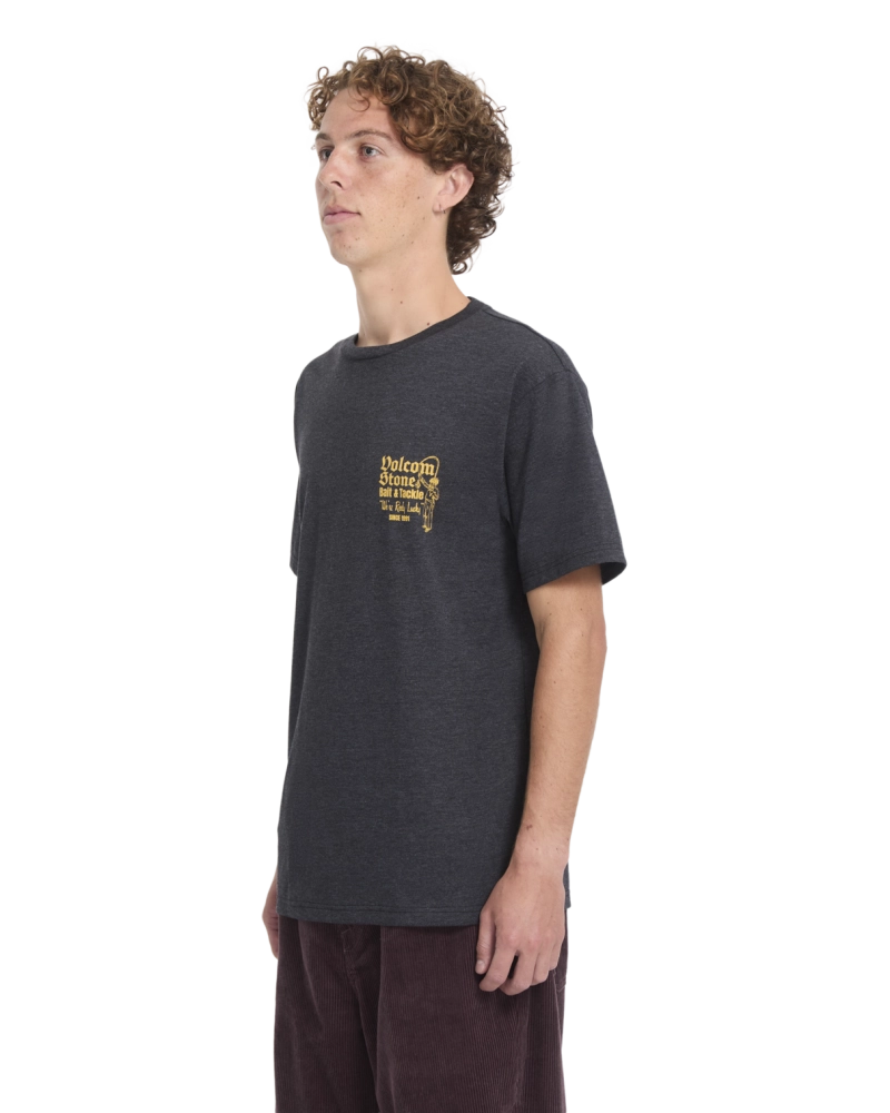 Camiseta Volcom Stone Bait & Tackle Negro Heather - Gráfico Pesca
