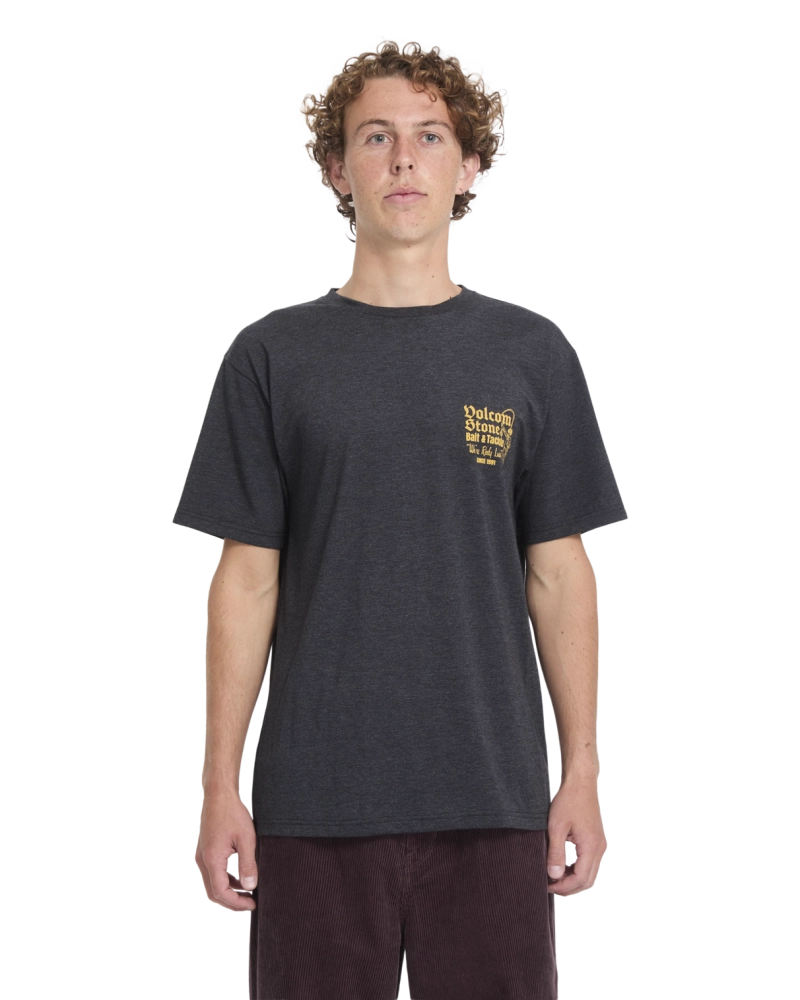 Camiseta Volcom Stone Bait & Tackle Negro Heather - Gráfico Pesca