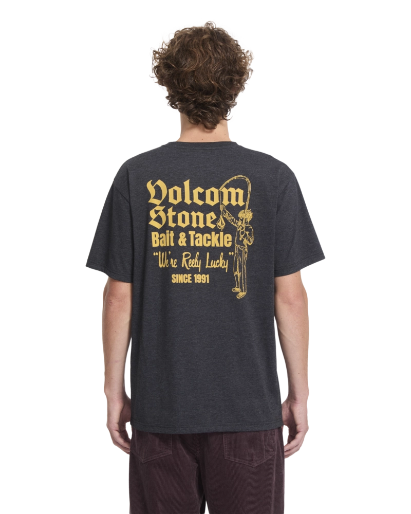 Camiseta Volcom Stone Bait & Tackle Negro Heather - Gráfico Pesca