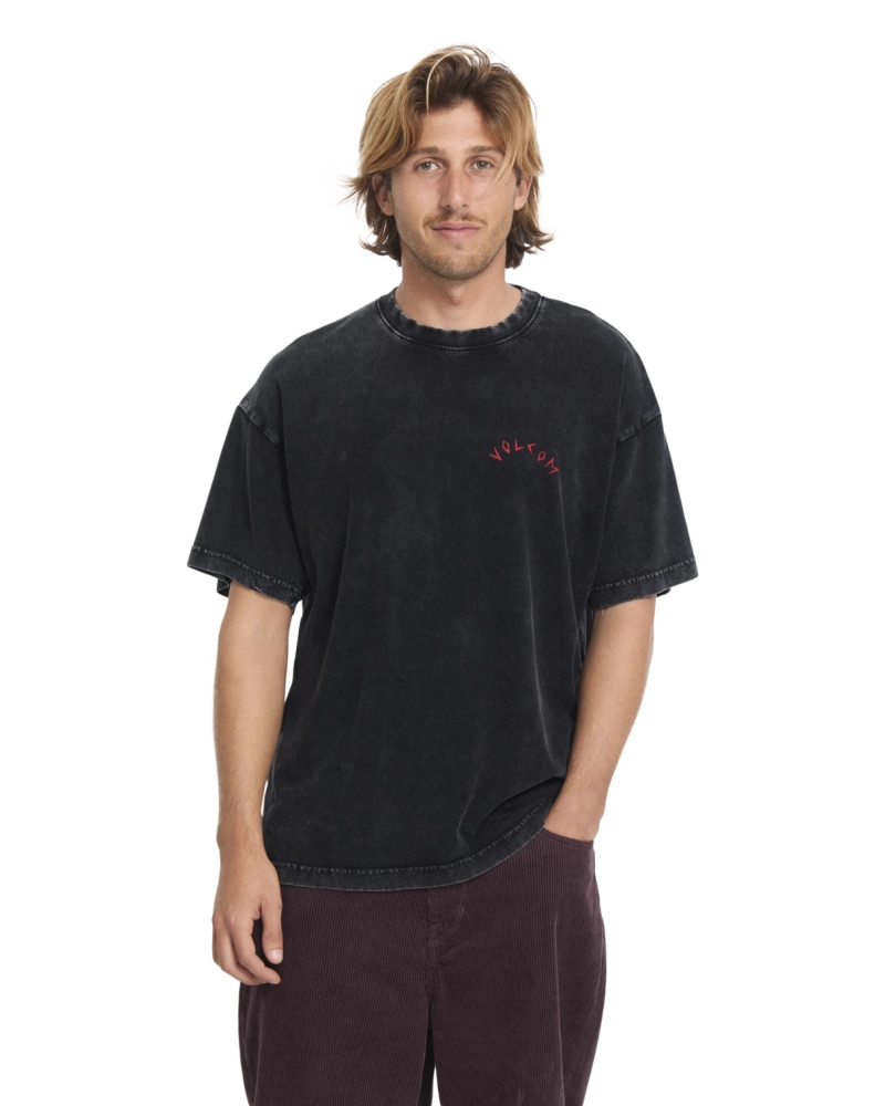 Camiseta Volcom Winged Creature Negro Lavado - Oversize Gráfico