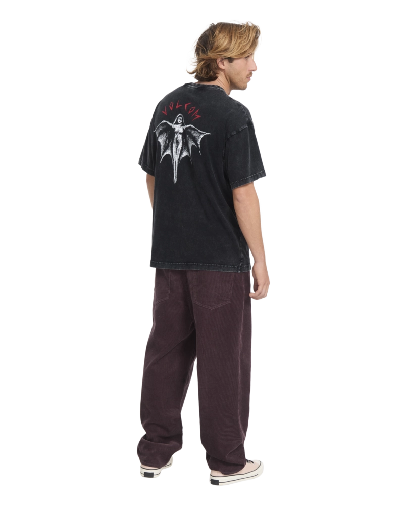 Camiseta Volcom Winged Creature Negro Lavado - Oversize Gráfico