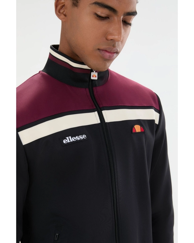 Chaqueta de chándal Ellesse Vignola Track Top hombre negra y burdeos Chaqueta de chándal Ellesse Vignola Track Top hombre negra y burdeos