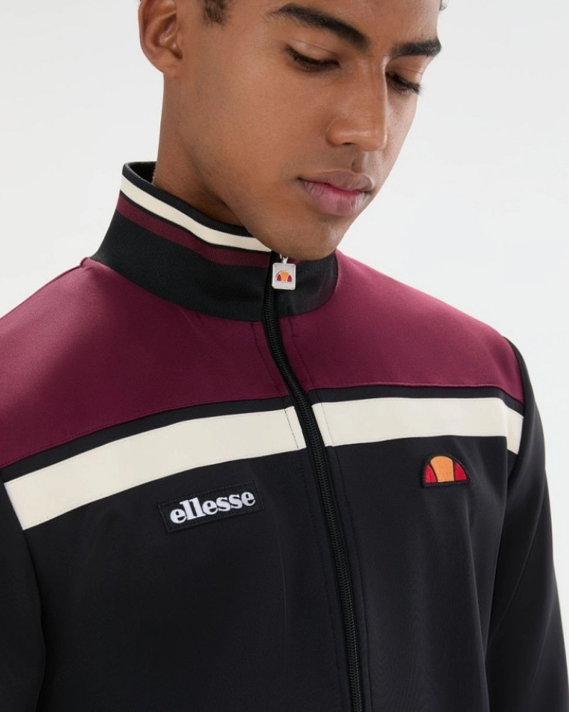 Chaqueta de chándal Ellesse Vignola Track Top hombre negra y burdeos Chaqueta de chándal Ellesse Vignola Track Top hombre negra y burdeos