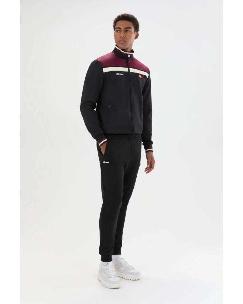 Chaqueta de chándal Ellesse Vignola Track Top hombre negra y burdeos Chaqueta de chándal Ellesse Vignola Track Top hombre negra y burdeos