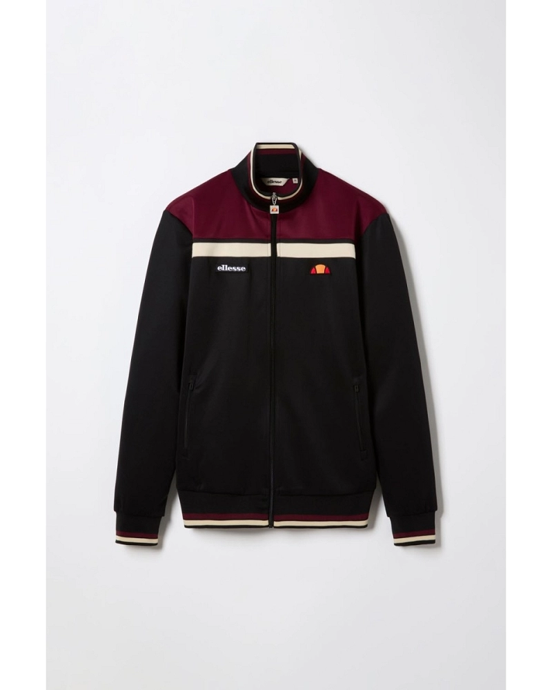 Chaqueta de chándal Ellesse Vignola Track Top hombre negra y burdeos Chaqueta de chándal Ellesse Vignola Track Top hombre negra y burdeos