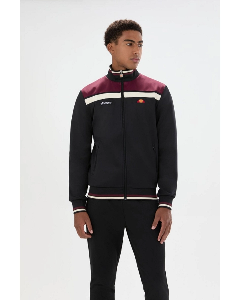 Chaqueta de chándal Ellesse Vignola Track Top hombre negra y burdeos Chaqueta de chándal Ellesse Vignola Track Top hombre negra y burdeos