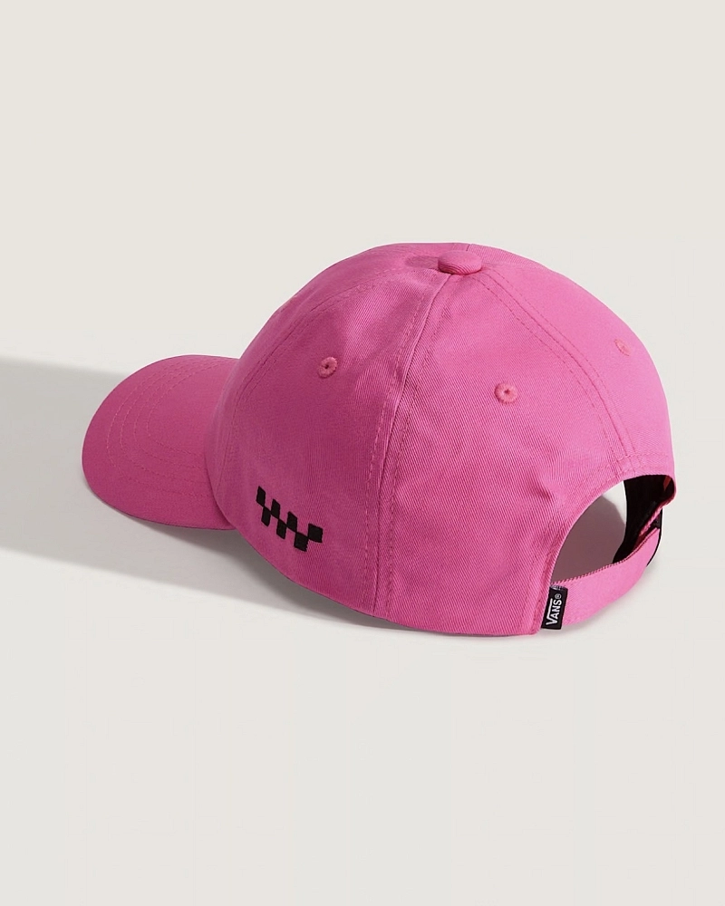 Check side curved bill jockey pink fizz