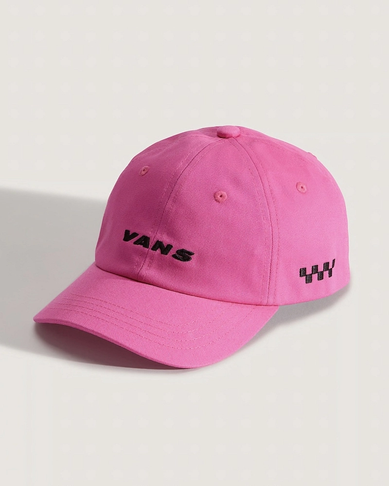 Check side curved bill jockey pink fizz