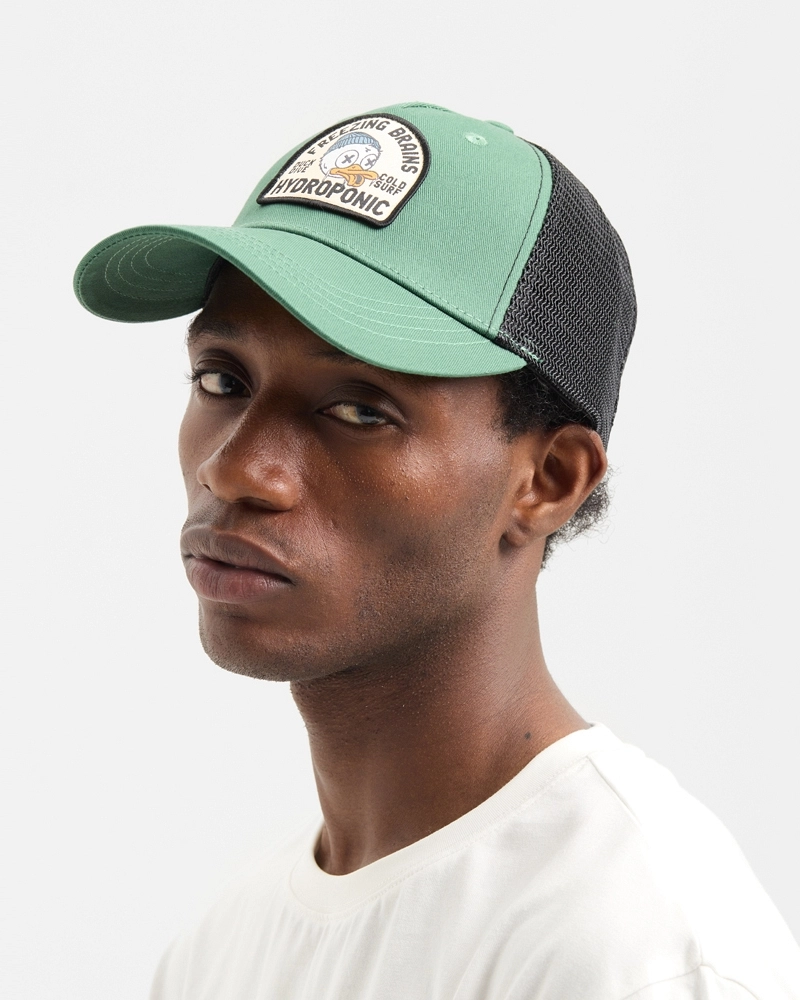 Gorra Trucker Hydroponic Duck Freezing Brains Verde/Negro – Gorra Trucker Hydroponic Duck Freezing Brains Verde/Negro –