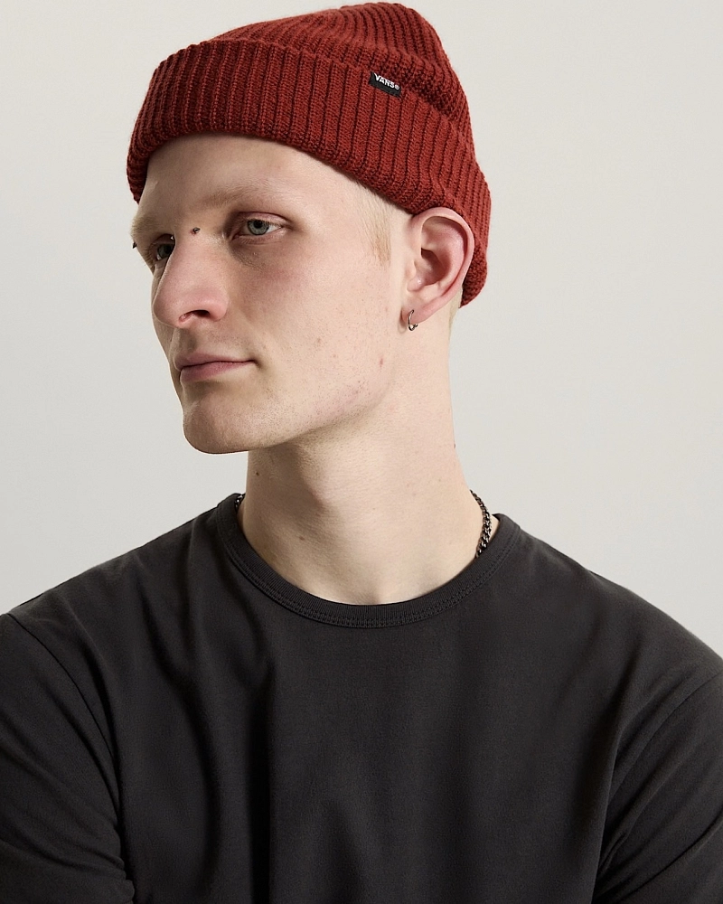 Gorro Vans Rojo Teja de Punto Grueso con Vuelta Gorro Vans Rojo Teja de Punto Grueso con Vuelta