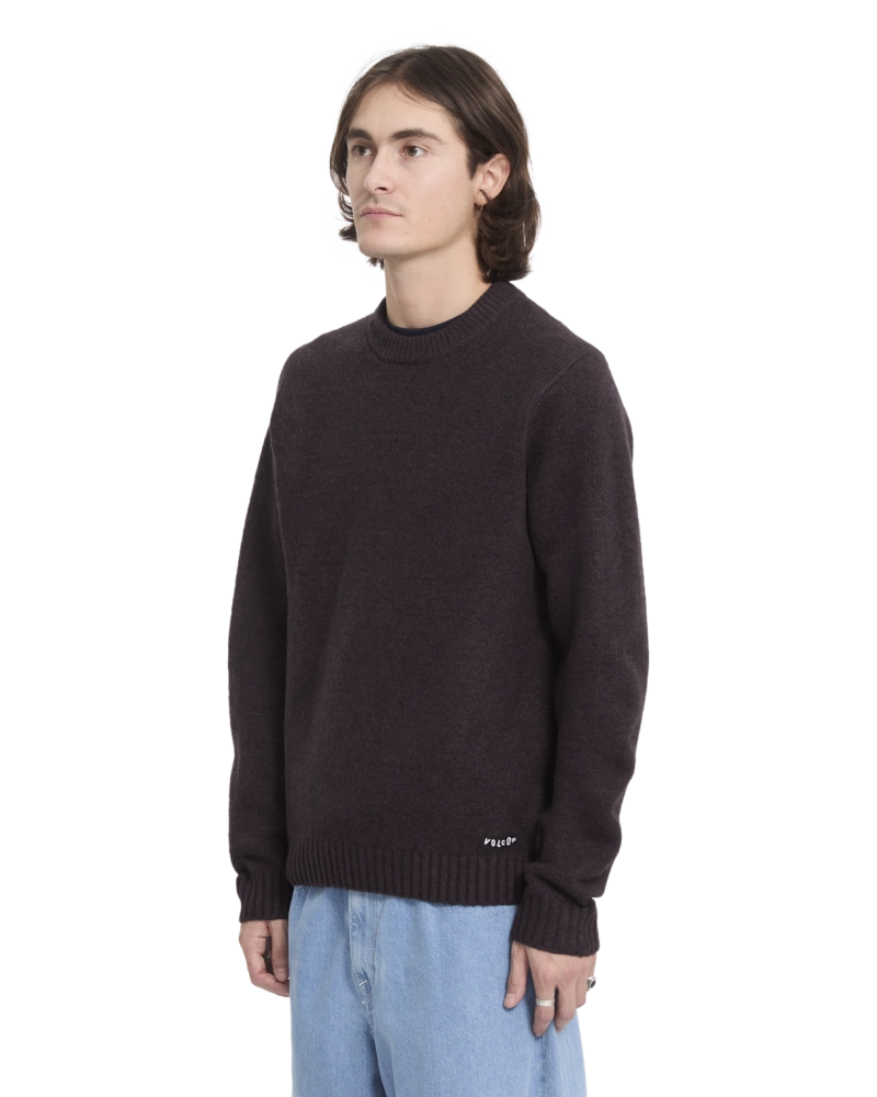 Jersey de Punto Volcom Cuello Redondo — Marrón Berenjena