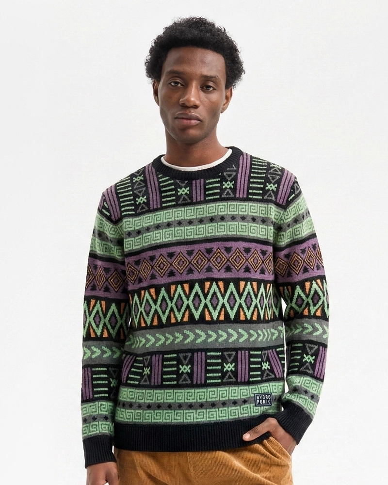 Jersey Hydroponic Jacquard Étnico VerdeMalva Jersey Hydroponic Jacquard Étnico VerdeMalva