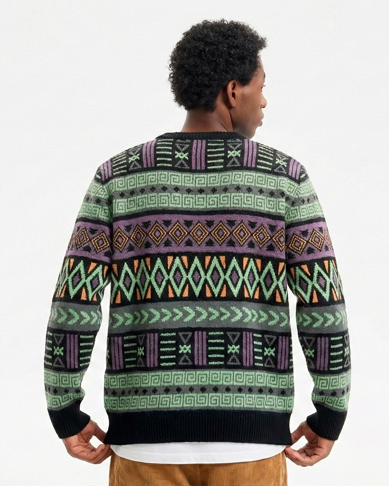 Jersey Hydroponic Jacquard Étnico VerdeMalva Jersey Hydroponic Jacquard Étnico VerdeMalva