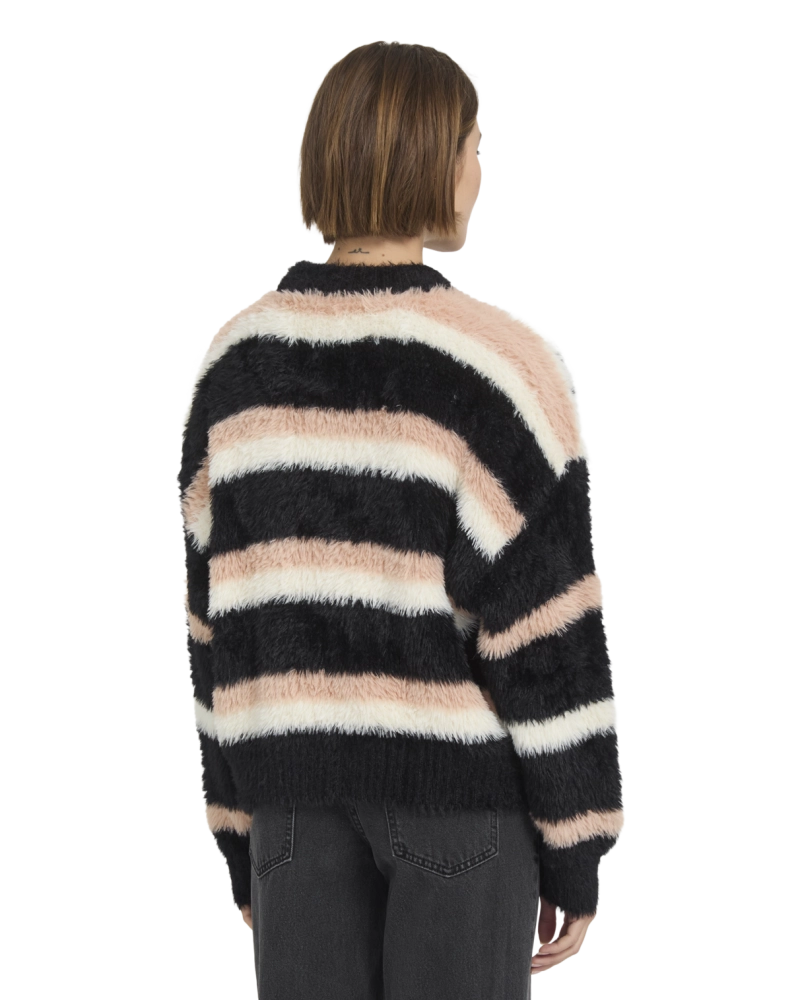Jersey Volcom Mujer Rayas Efecto Peludo Negro Rosa y Blanco Jersey Volcom Mujer Rayas Efecto Peludo Negro Rosa y Blanco