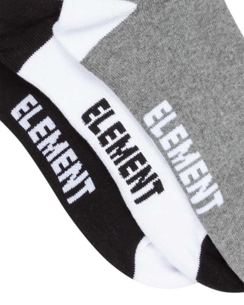 Pack 3 Calcetines Element 2Tone Icon | Negro, Blanco y Gris con Rayas Deportivas