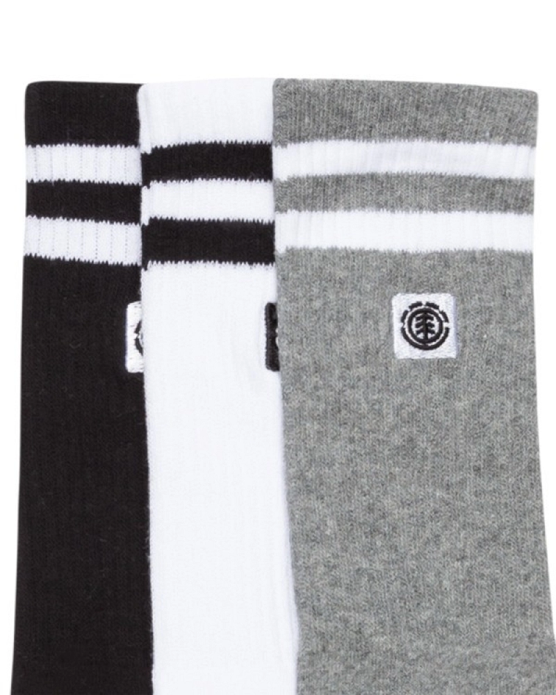 Pack 3 Calcetines Element 2Tone Icon | Negro, Blanco y Gris con Rayas Deportivas