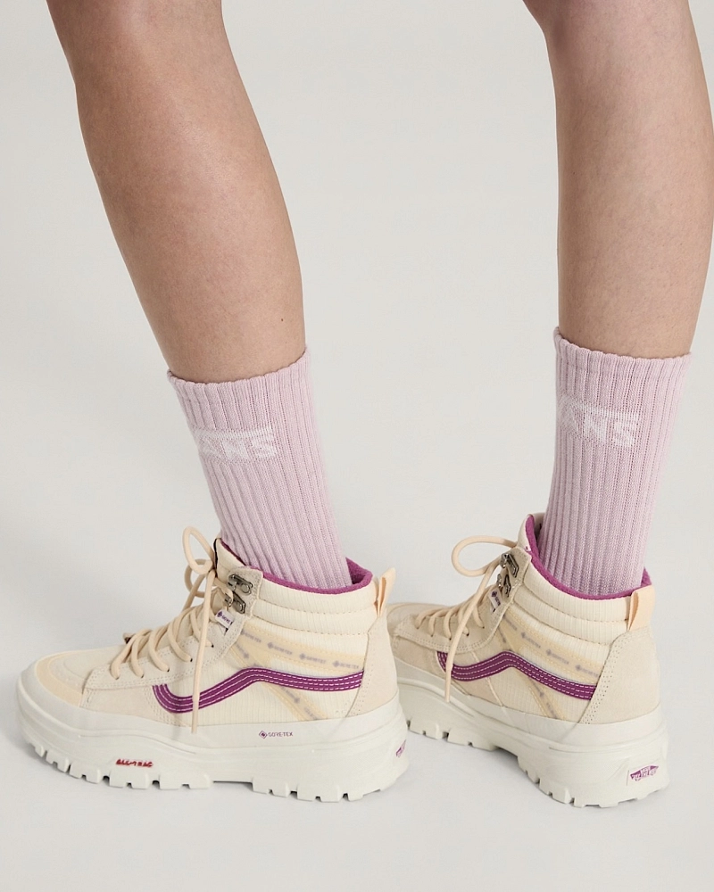 Pack 3 Calcetines Vans Altos Lisos – Verde, Rosa y Crudo