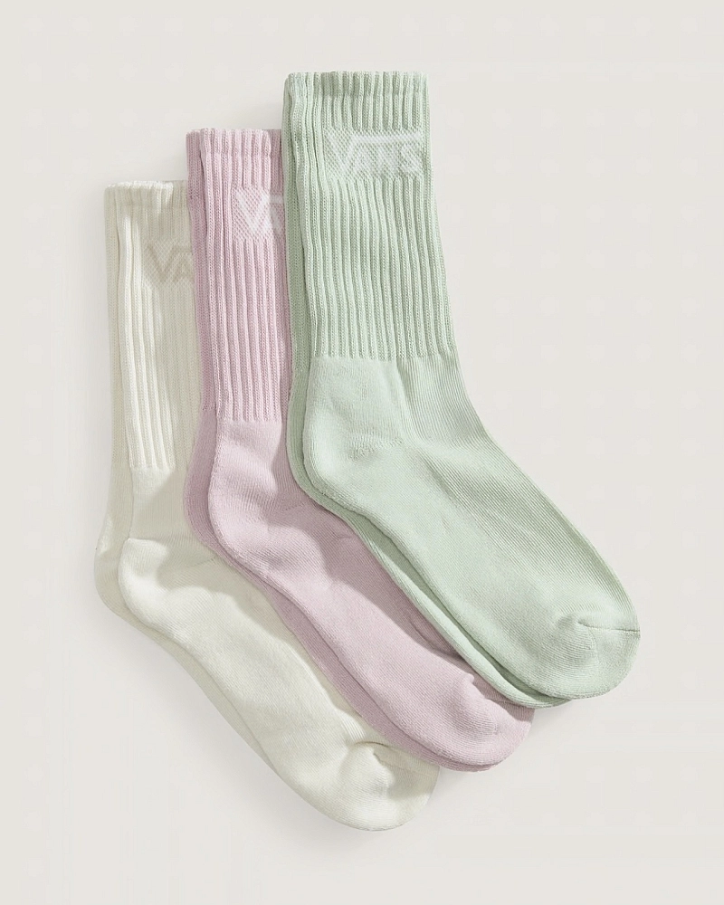 Pack 3 Calcetines Vans Altos Lisos – Verde, Rosa y Crudo