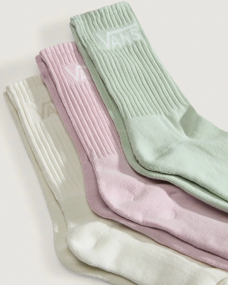 Pack 3 Calcetines Vans Altos Lisos – Verde, Rosa y Crudo