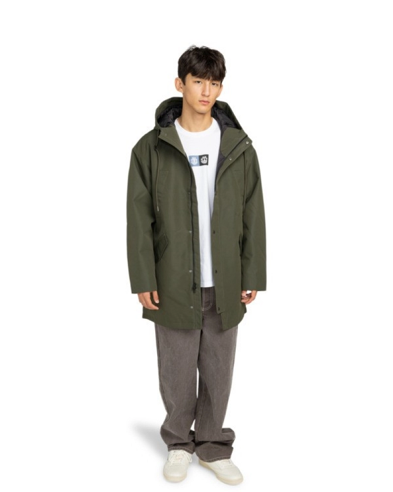 Parka Fishtail Element Hombre Verde Caqui Impermeable con Capucha Parka Fishtail Element Hombre Verde Caqui Impermeable con Capucha