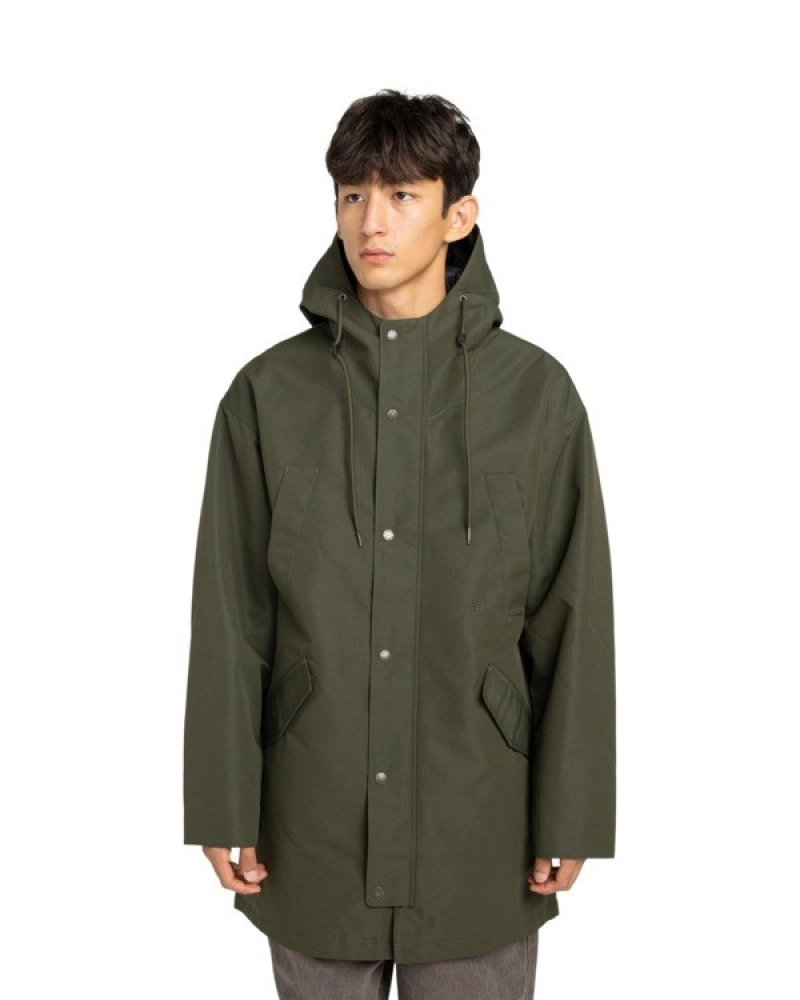 Parka Fishtail Element Hombre Verde Caqui Impermeable con Capucha Parka Fishtail Element Hombre Verde Caqui Impermeable con Capucha