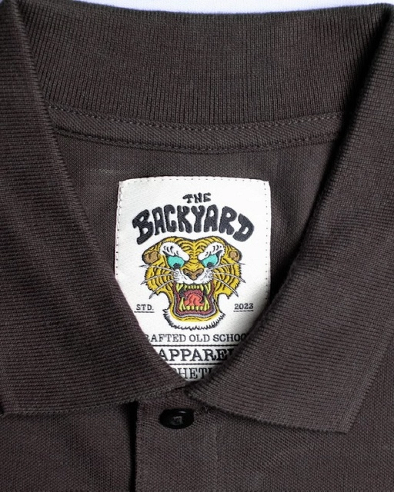 Polo The Backyard Skull Flame Marrón Piqué Polo The Backyard Skull Flame Marrón Piqué