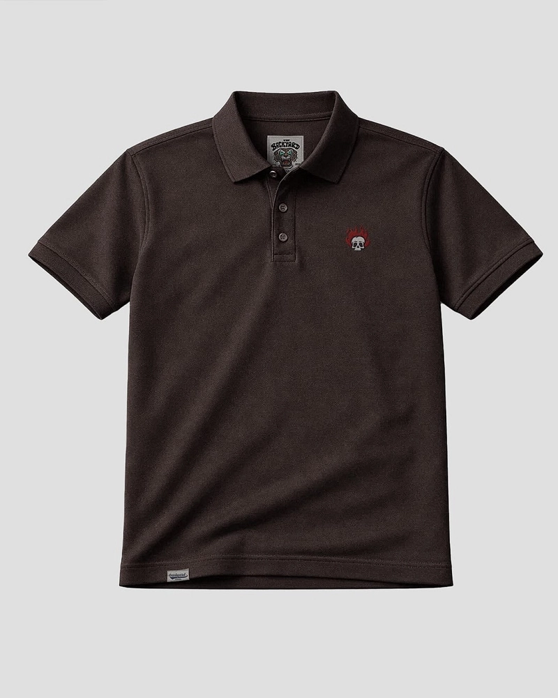 Polo The Backyard Skull Flame Marrón Piqué Polo The Backyard Skull Flame Marrón Piqué