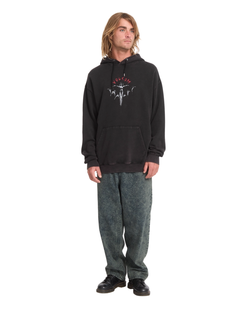 Sudadera con Capucha Volcom Gráfico Alado - Negro Washed