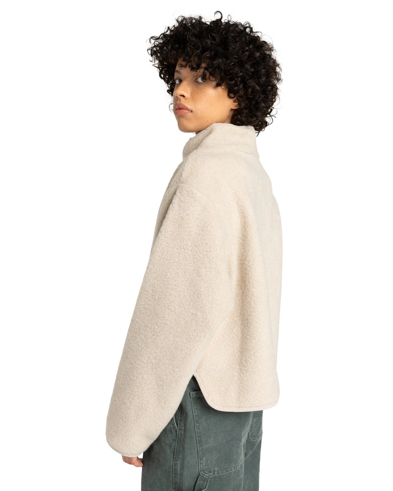 Sudadera Shepherd Cuello Embudo Fleece Cropped - Crudo/Beige
