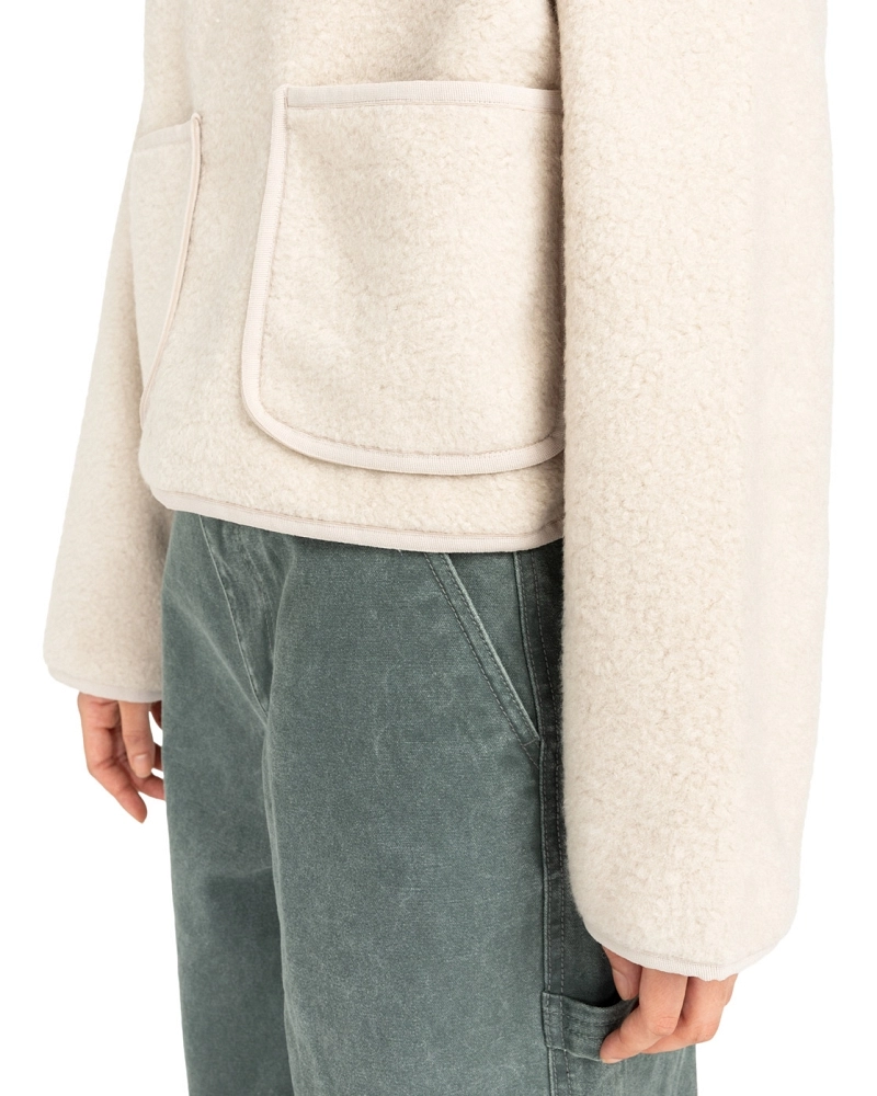Sudadera Shepherd Cuello Embudo Fleece Cropped - Crudo/Beige