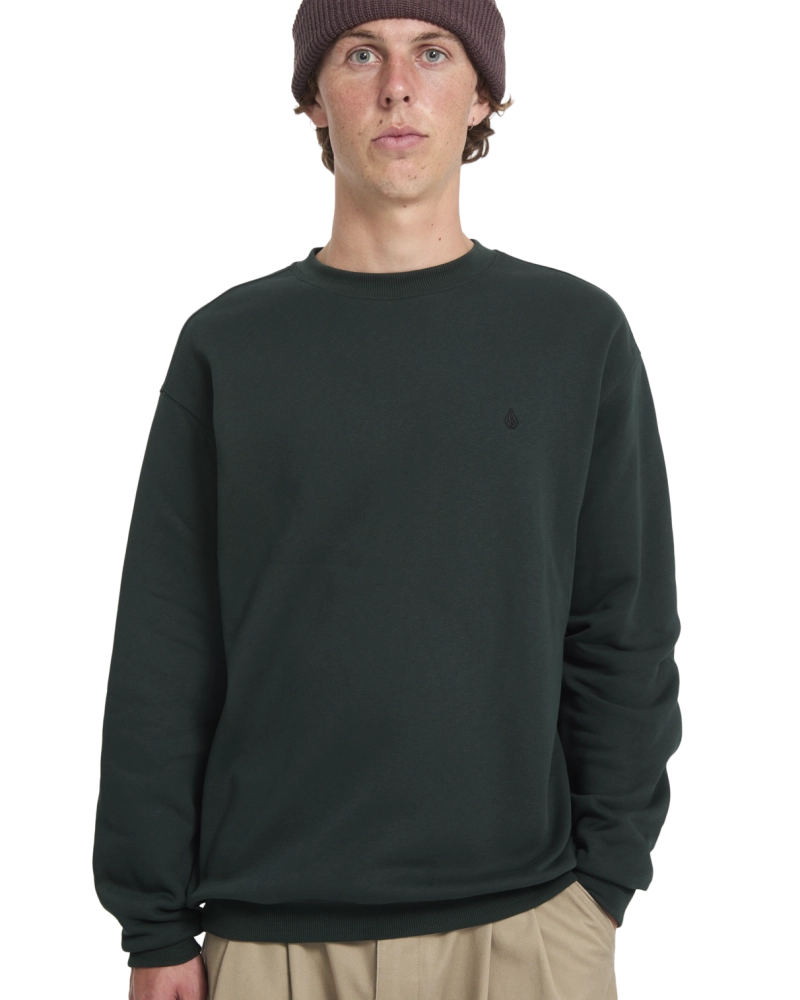 Sudadera Volcom Cuello Redondo Básica Logo Tono sobre Tono - Verde Bosque