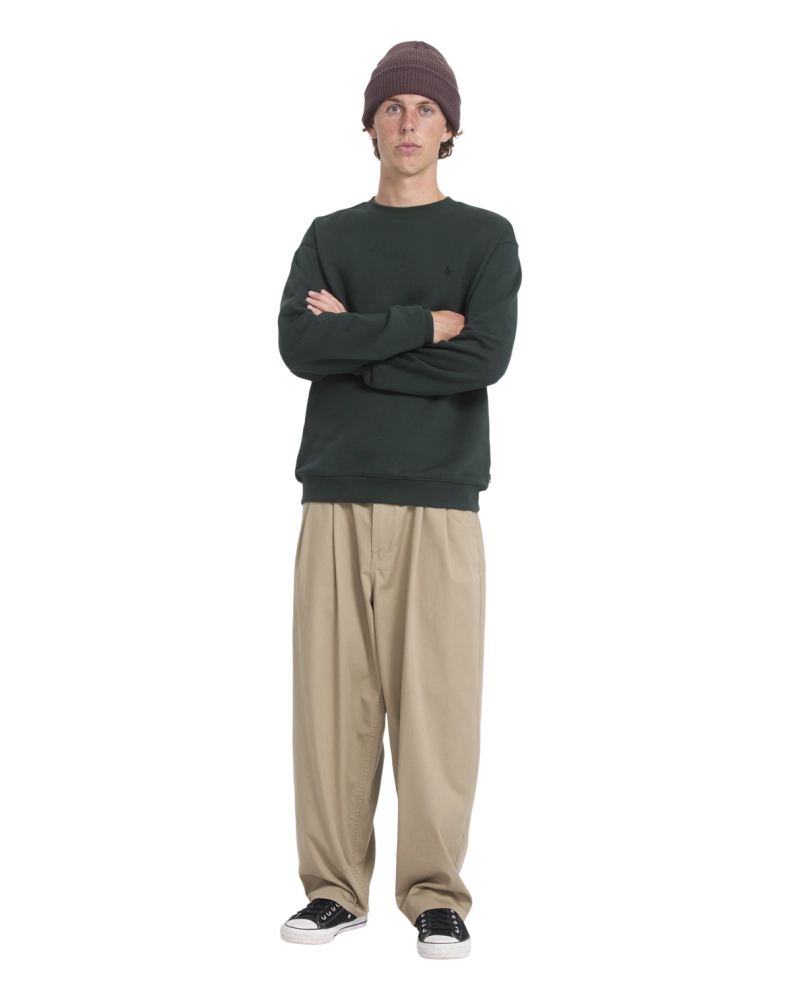 Sudadera Volcom Cuello Redondo Básica Logo Tono sobre Tono - Verde Bosque